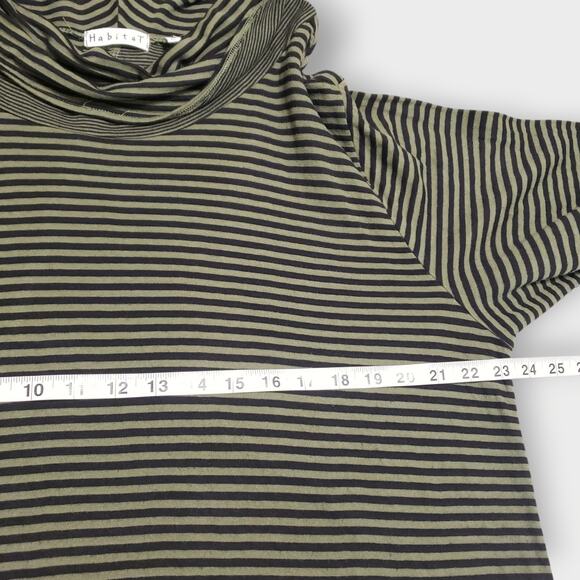 Habitat Artsy Asymmetric Cowlneck Tunic Top Green Black Stripe Sz XL Lagenlook - Picture 11 of 14